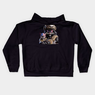 Woman Warrior Panther with Cub by focusln Kids Hoodie